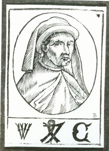 Portrait of William Caxton and His Printer